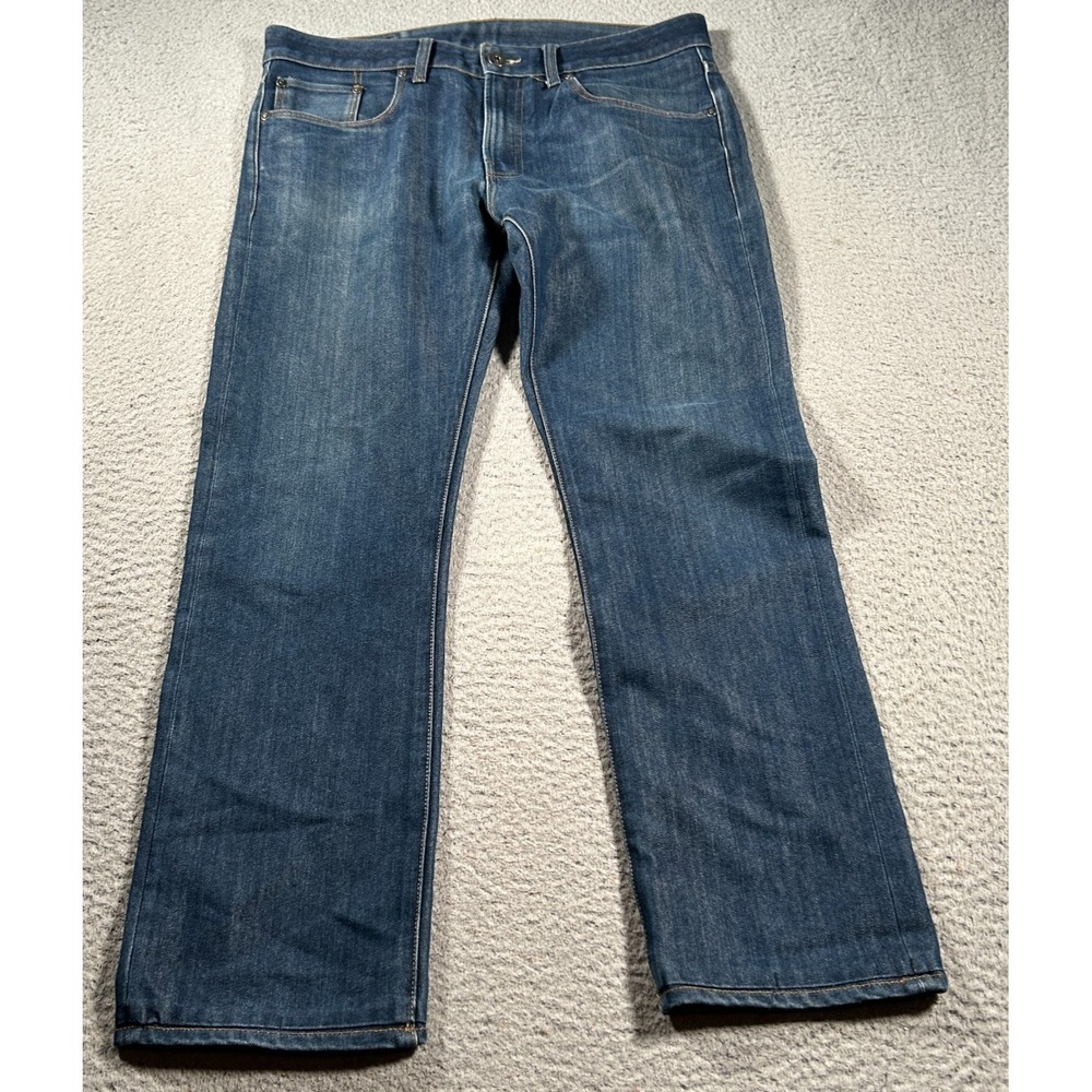 G Star Raw Jeans Men 34x27 Blue 3301 Slim‎ Fit Stretch Denim Dark Wash Zip Fly